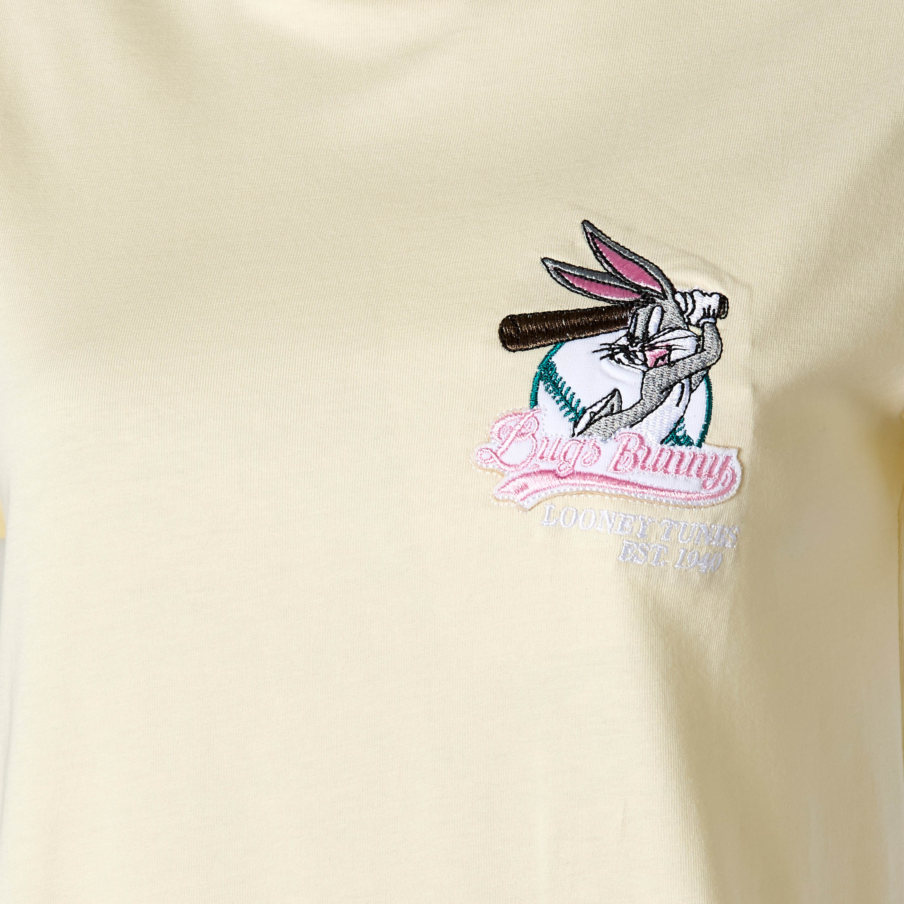 Cotton T-shirt with Bugs Bunny Embroidery-women-clothing-tshirts-image-2