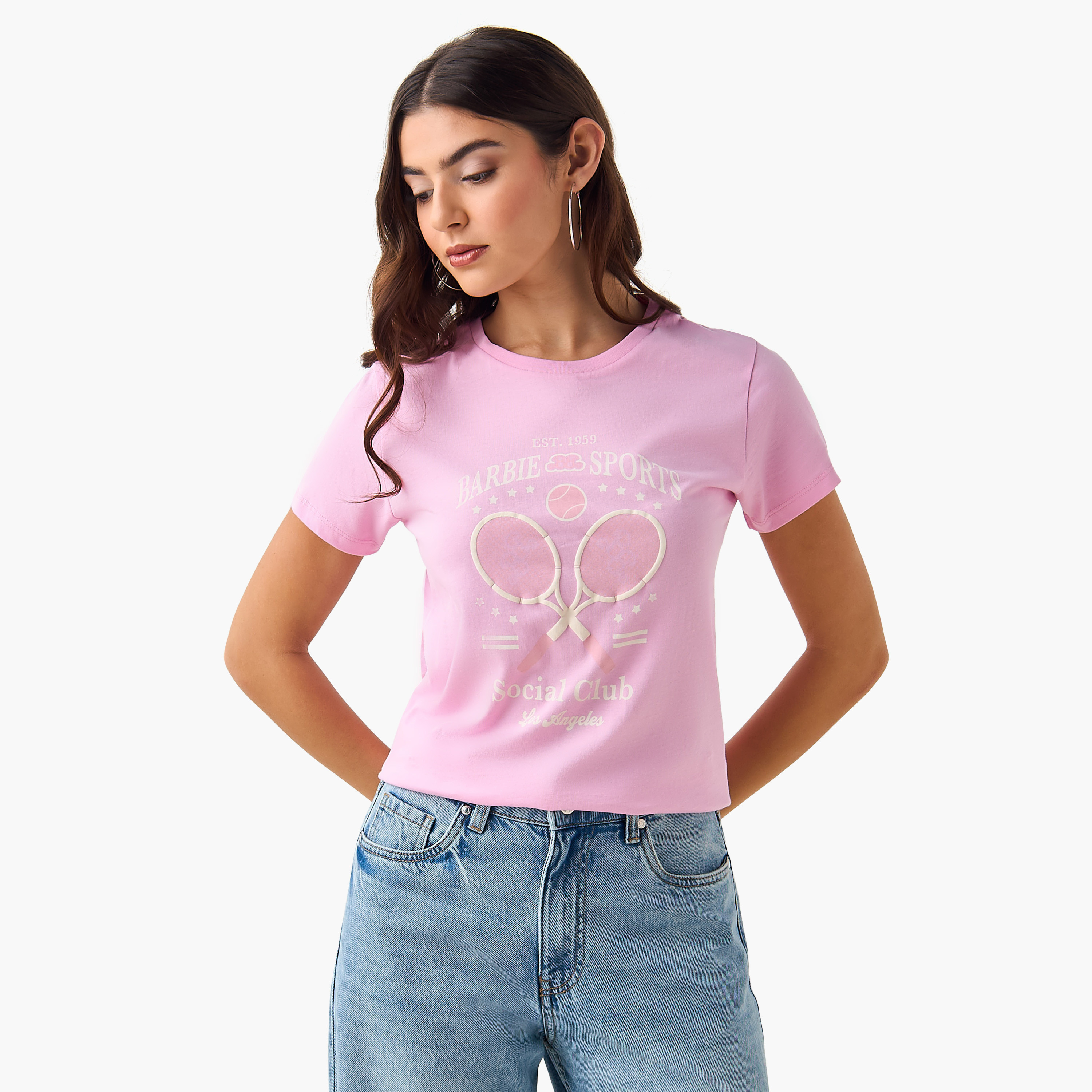 تيشيرت قطن بطبعات باربي-women-clothing-tshirts-image-2