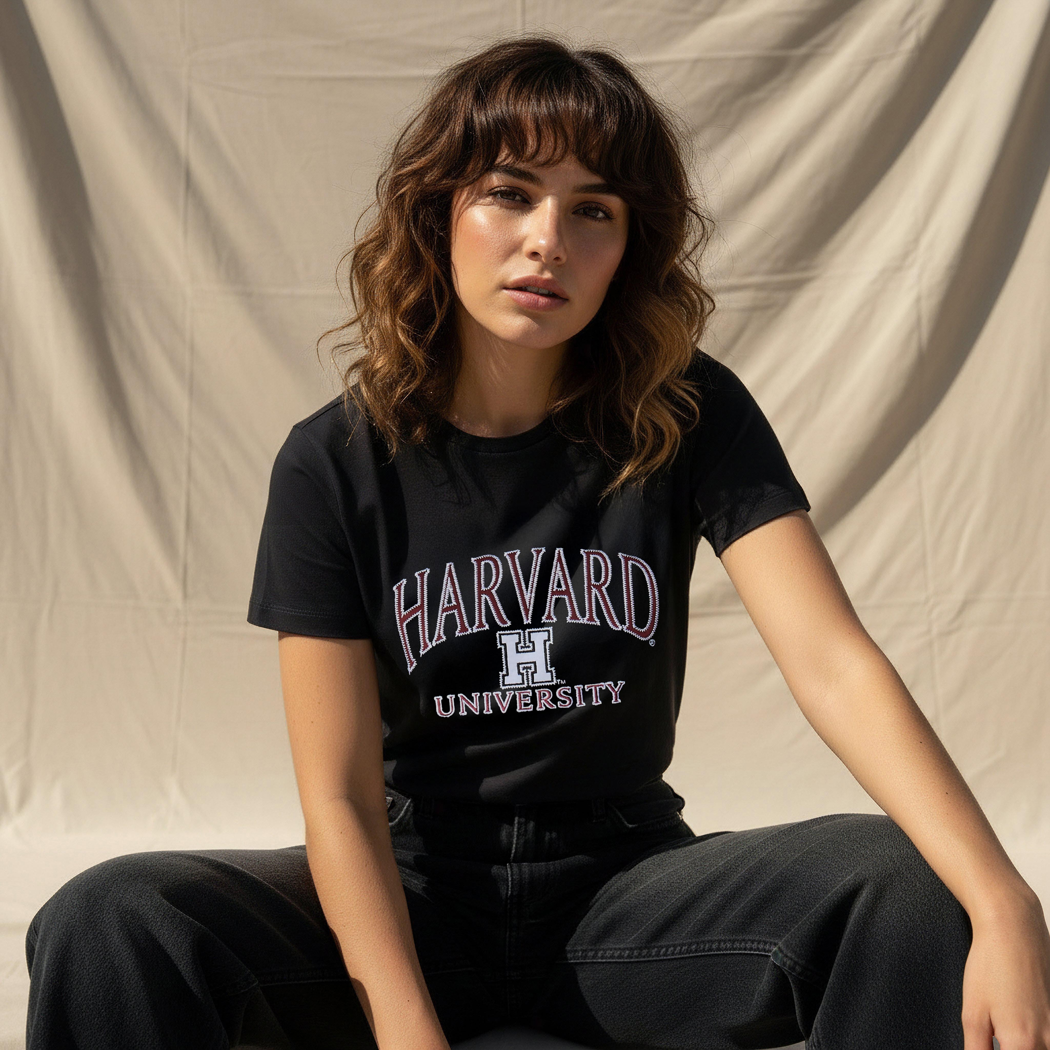 Cotton T-shirt with Harvard University Embroidery-women-clothing-tshirts-image-6