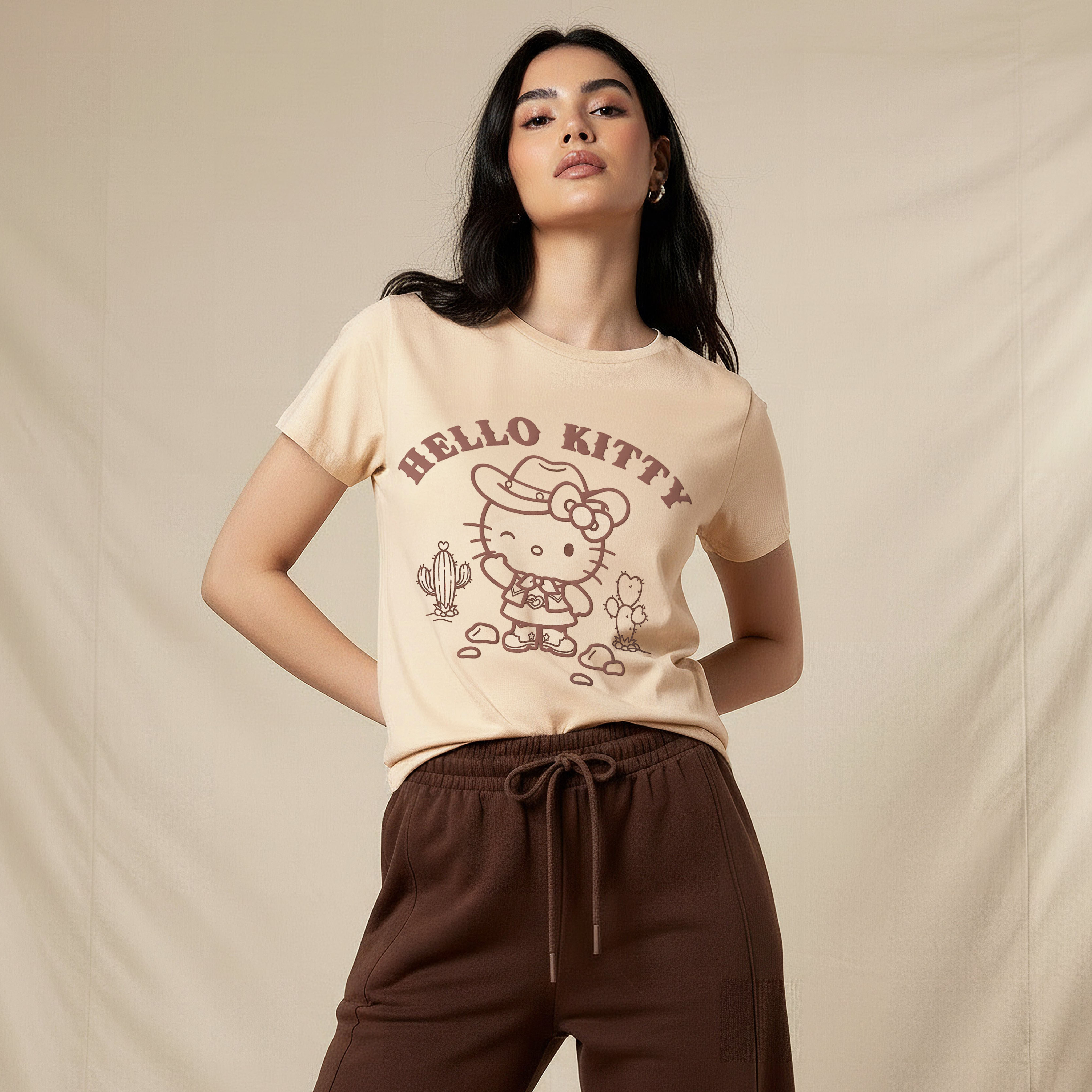 Cotton T-shirt with Hello Kitty Print-women-clothing-tshirts-image-1