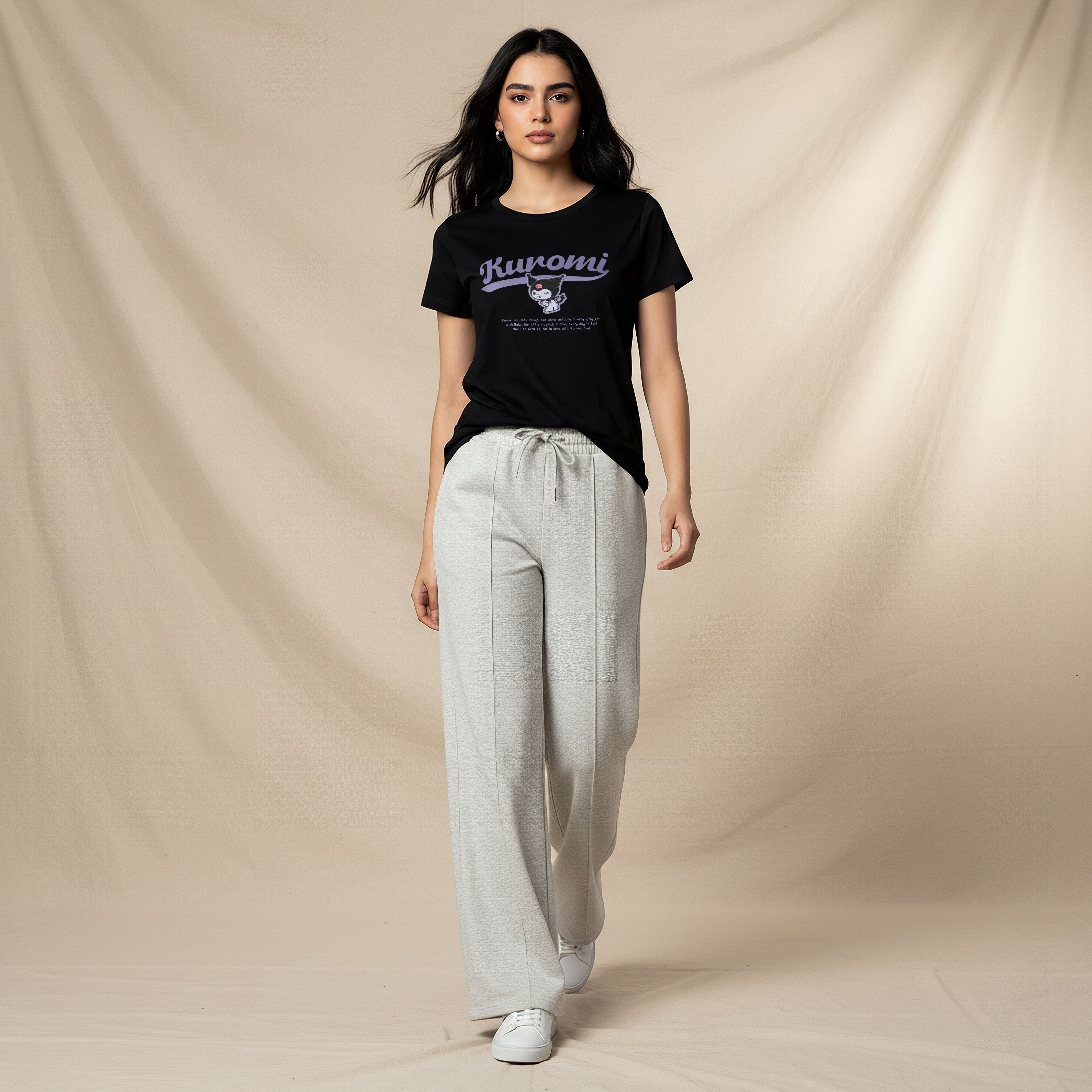 Cotton T-shirt with Kuromi Print-women-clothing-tshirts-image-5