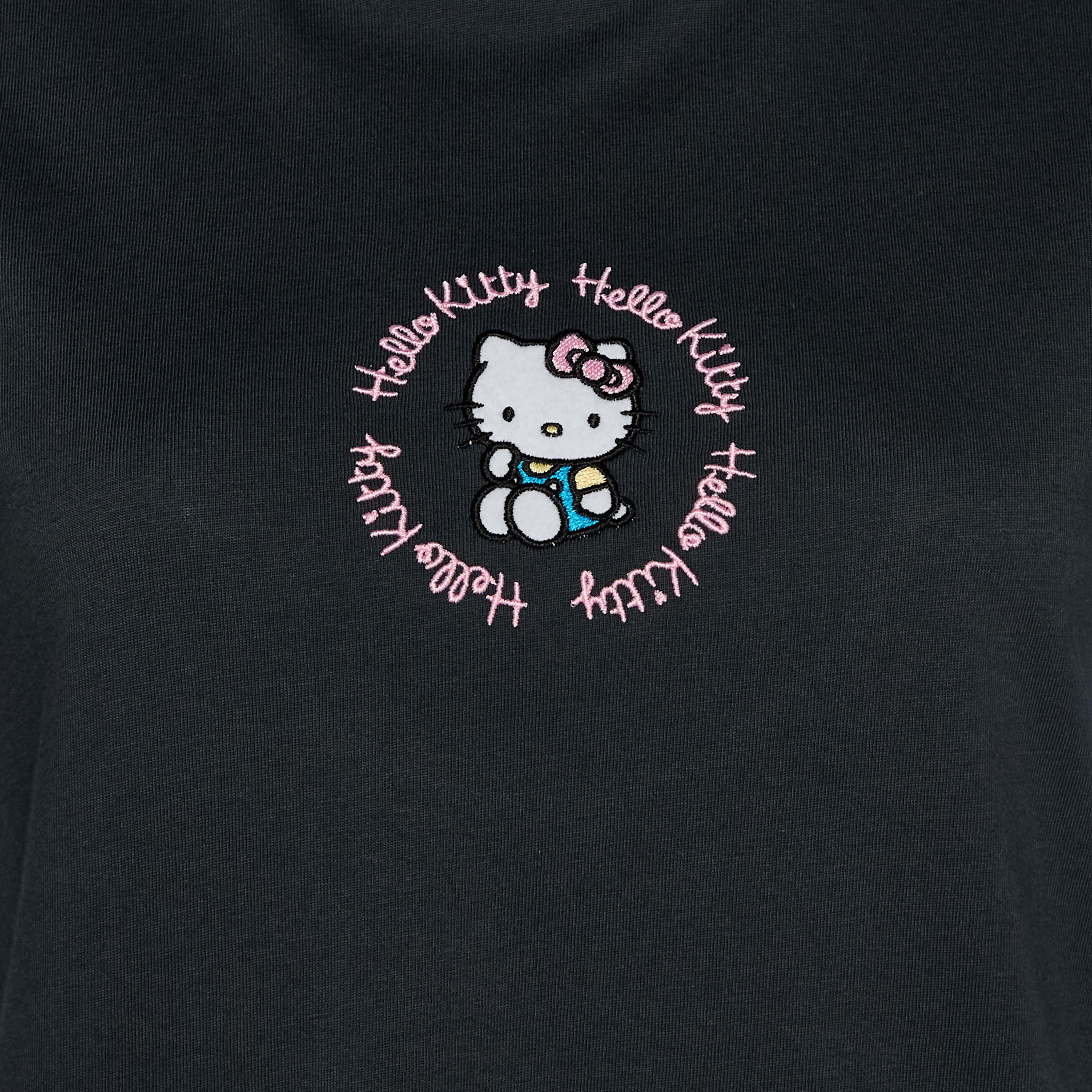 Cotton T-shirt with Hello Kitty Embroidery-women-clothing-tshirts-image-2