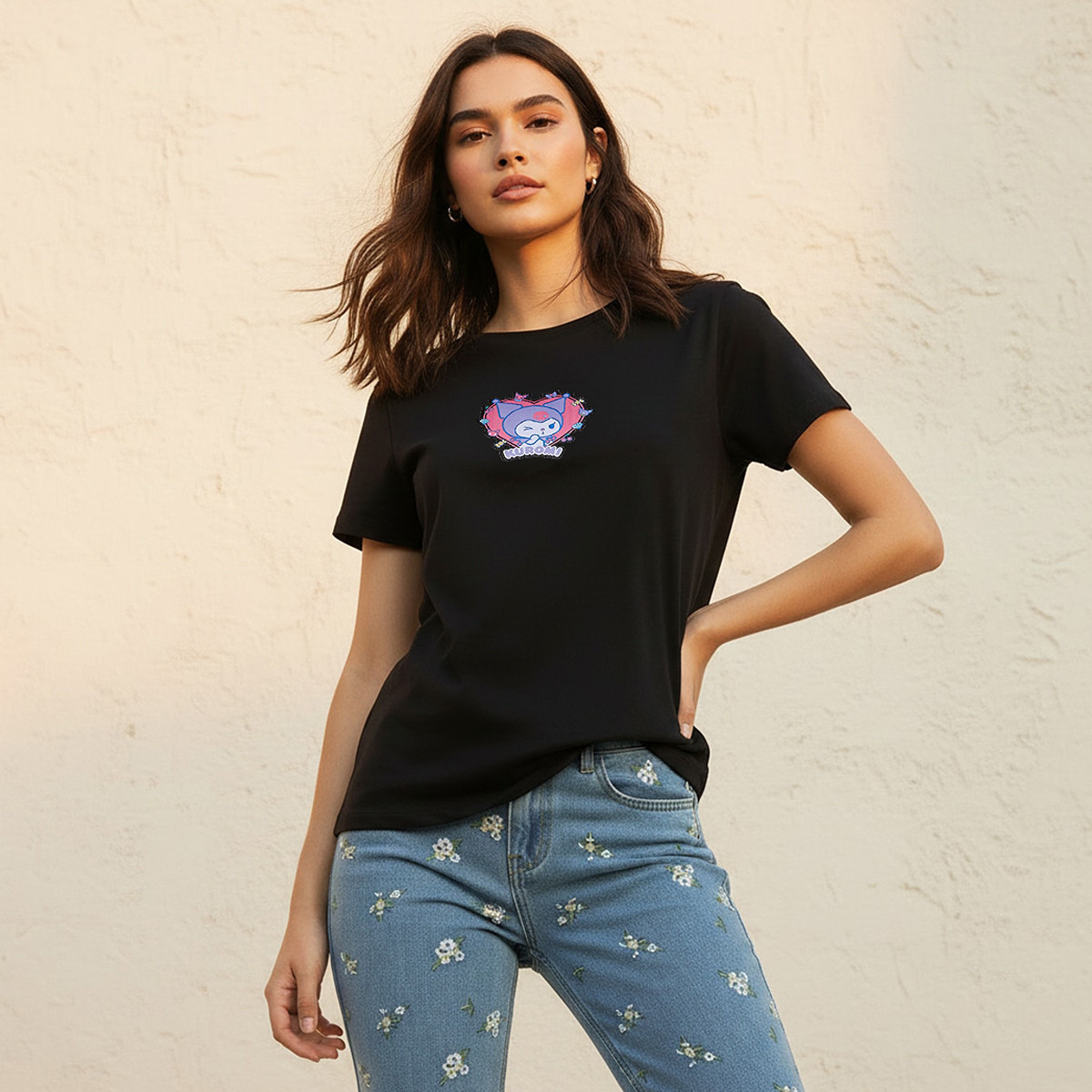 Kuromi Cotton T-shirt-women-clothing-tshirts-image-1
