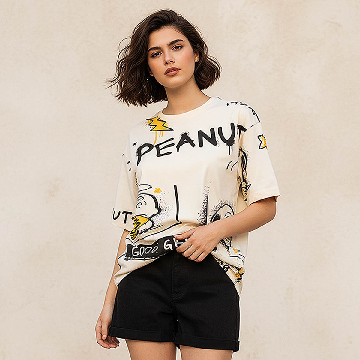 Peanuts Boxy Cotton T-shirt-women-clothing-tshirts-image-1