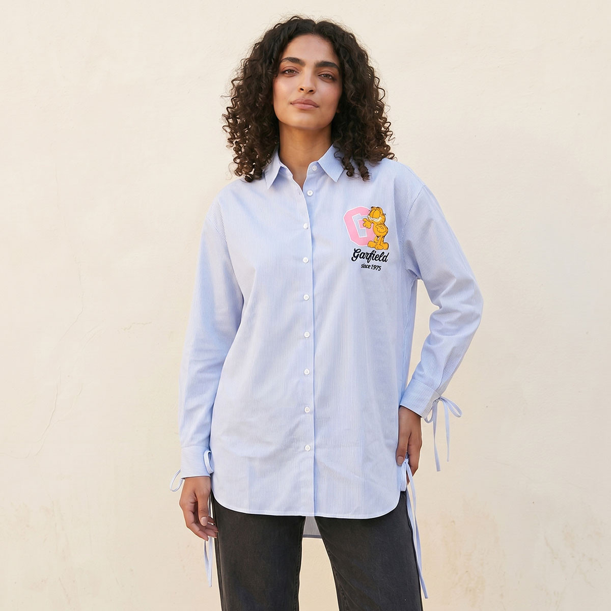 Garfield Shirt with High-Low Hemline-women-clothing-shirtsandblouses-shirts-image-1