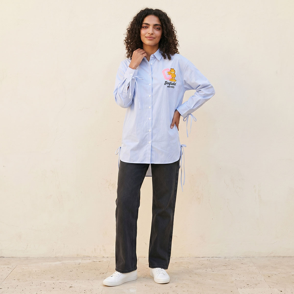 Garfield Shirt with High-Low Hemline-women-clothing-shirtsandblouses-shirts-image-3