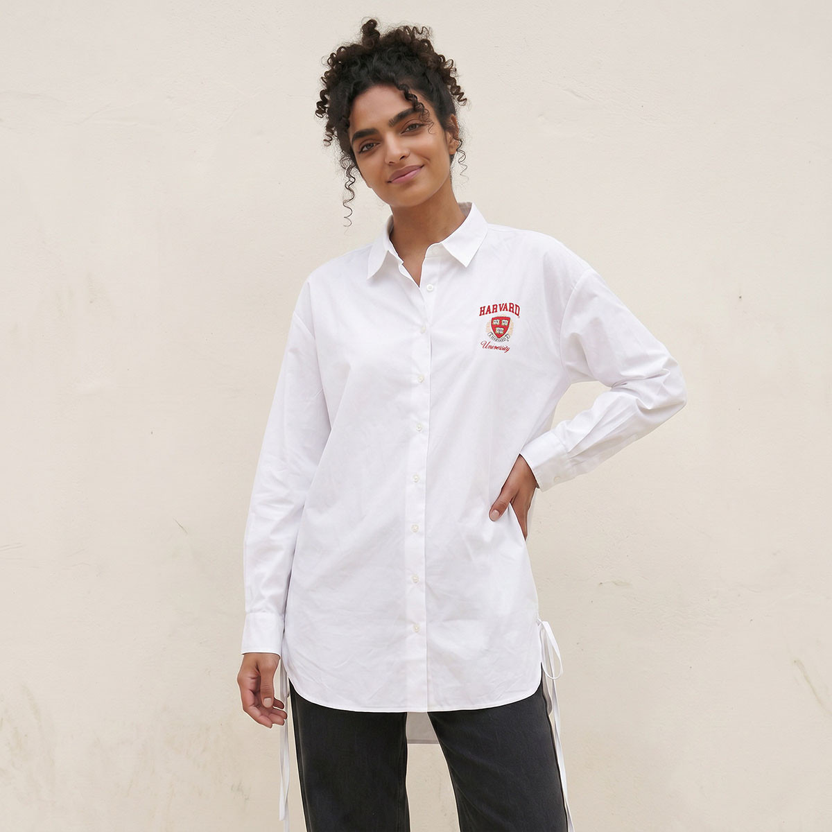 Harvard Cotton Shirt with High-Low Hemline-women-clothing-shirtsandblouses-shirts-image-1