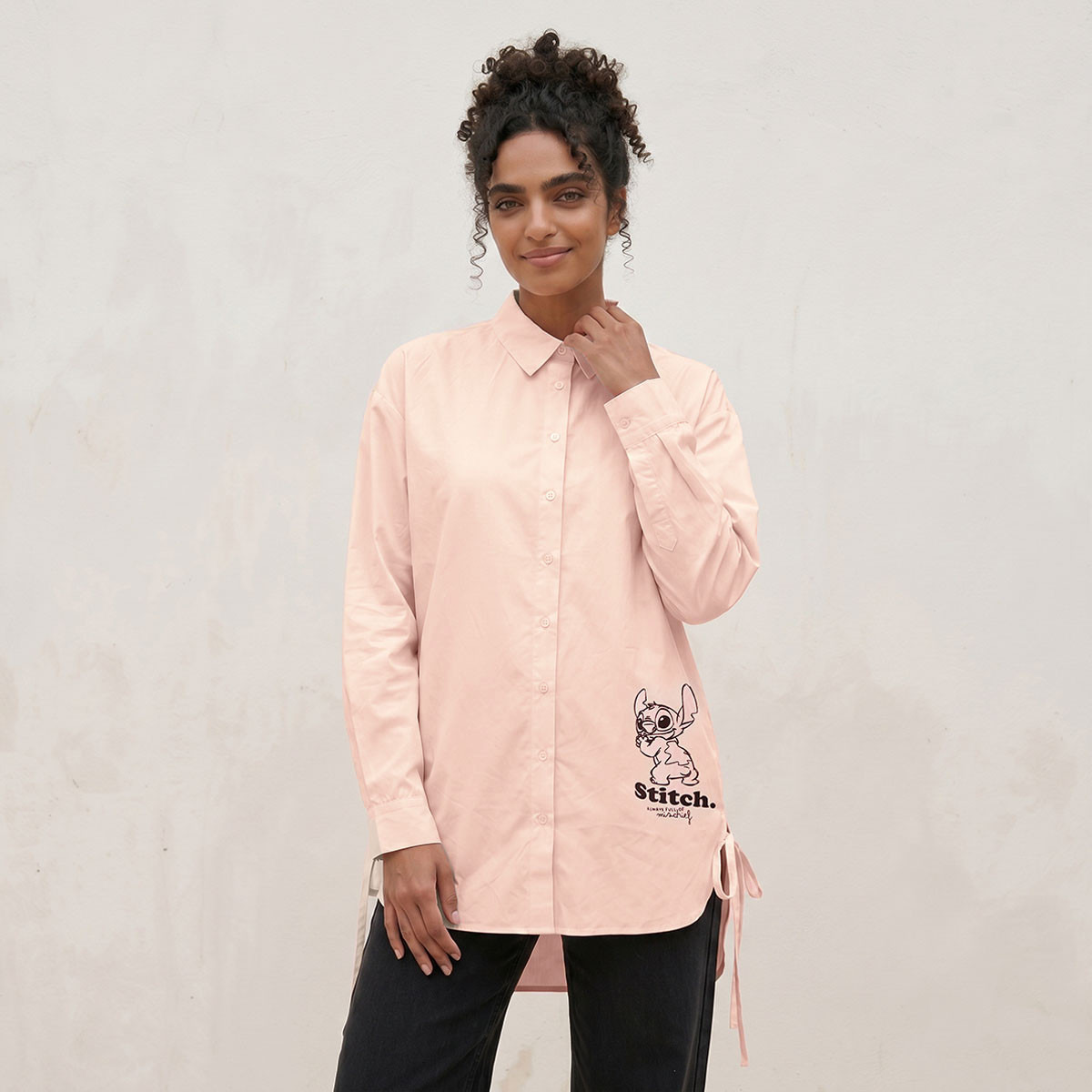 Stitch Cotton Shirt with High Low Hem-women-clothing-shirtsandblouses-shirts-image-1