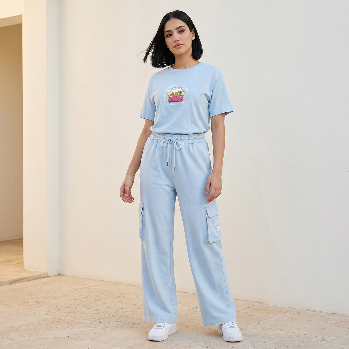 بنطلون كارجو قطن بخصر متوسط الارتفاع من باربي-women-clothing-bottoms-joggers-image-3