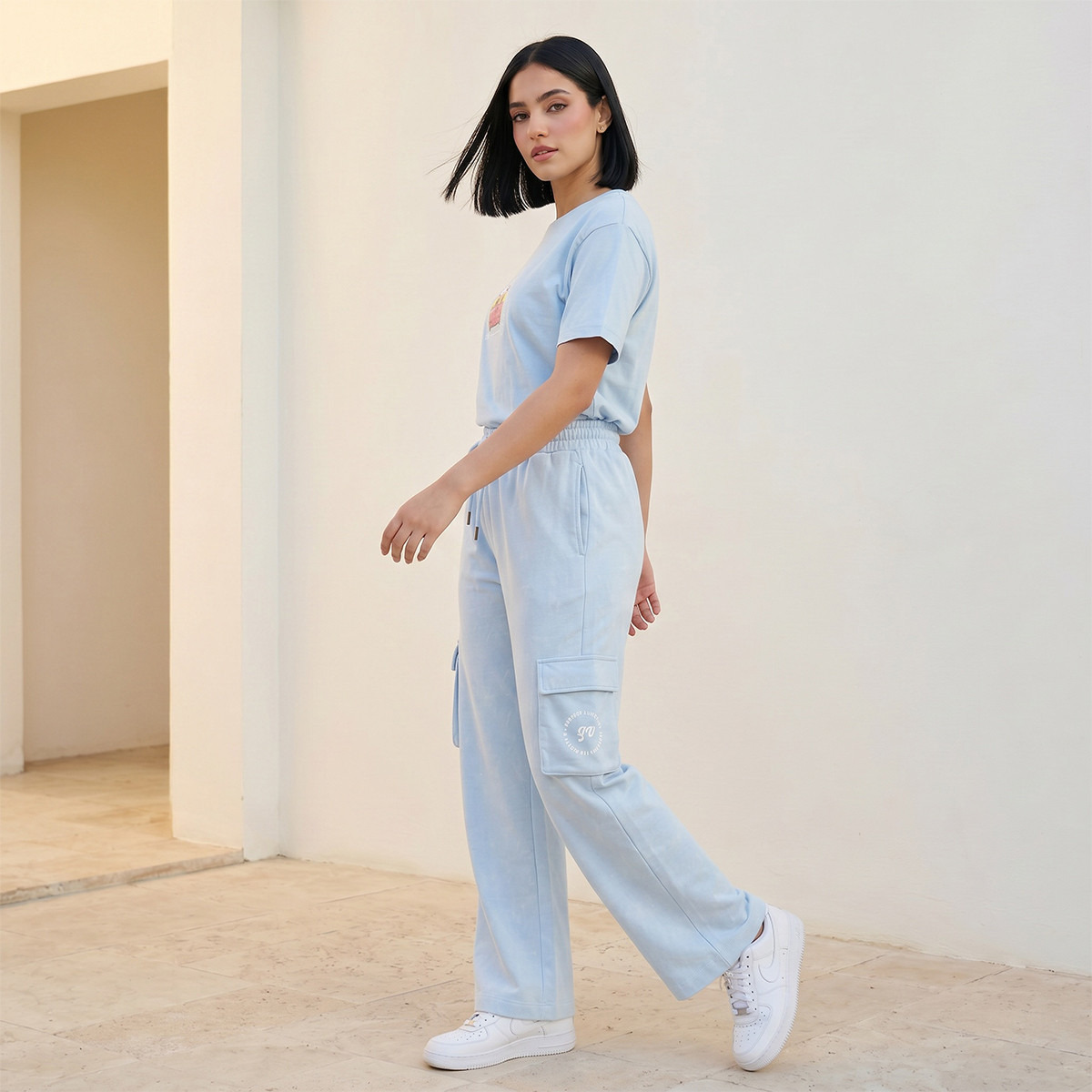 بنطلون كارجو قطن بخصر متوسط الارتفاع من باربي-women-clothing-bottoms-joggers-image-6