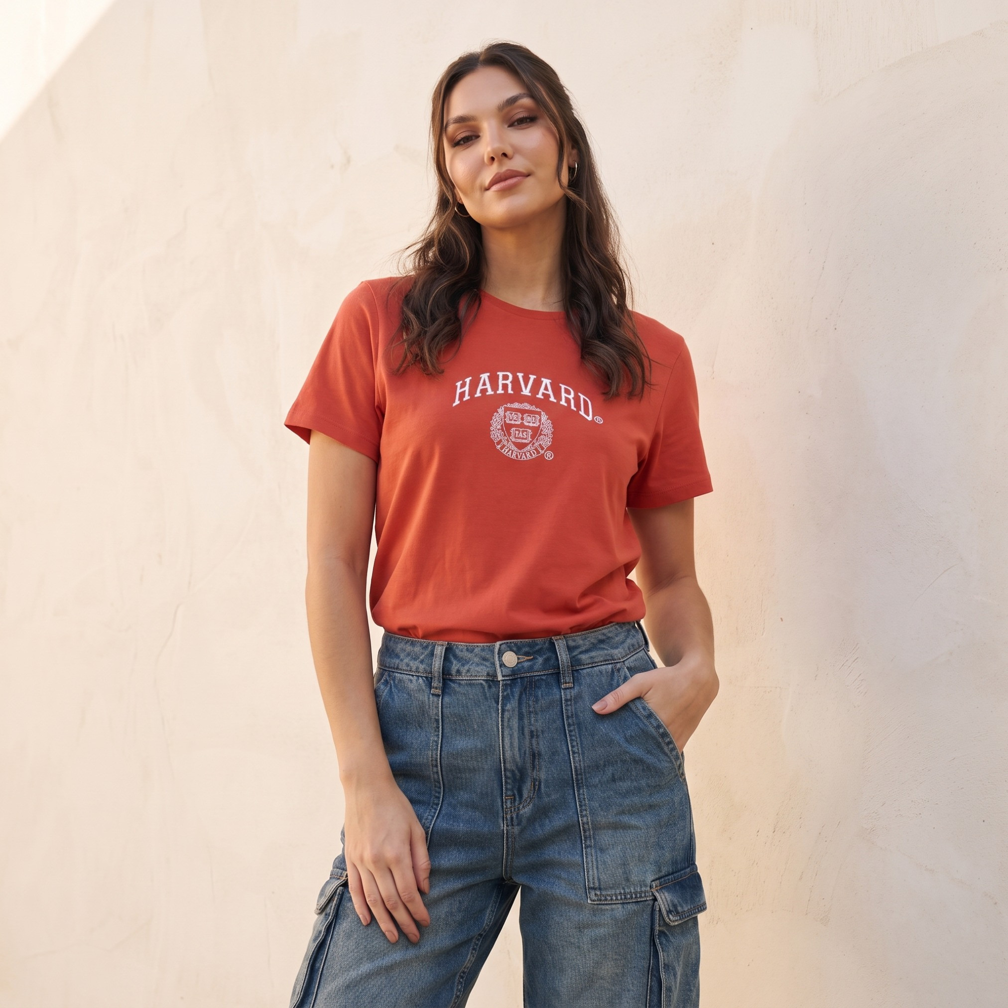 Harvard Cotton T-shirt with Crew Neck-women-clothing-tshirts-image-4