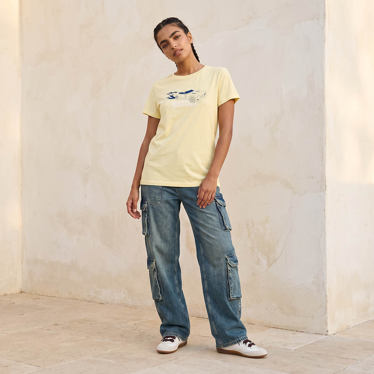 تيشيرت قطن فاست آند فيوريوس بياقة ضيقة-women-clothing-tshirts-image-2