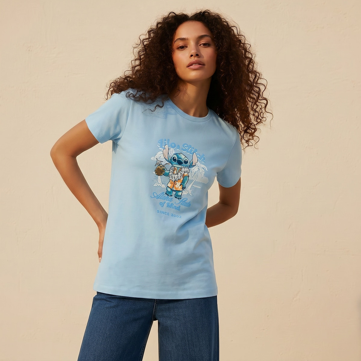 Stitch Regular Fit Cotton T-shirt-women-clothing-tshirts-image-1