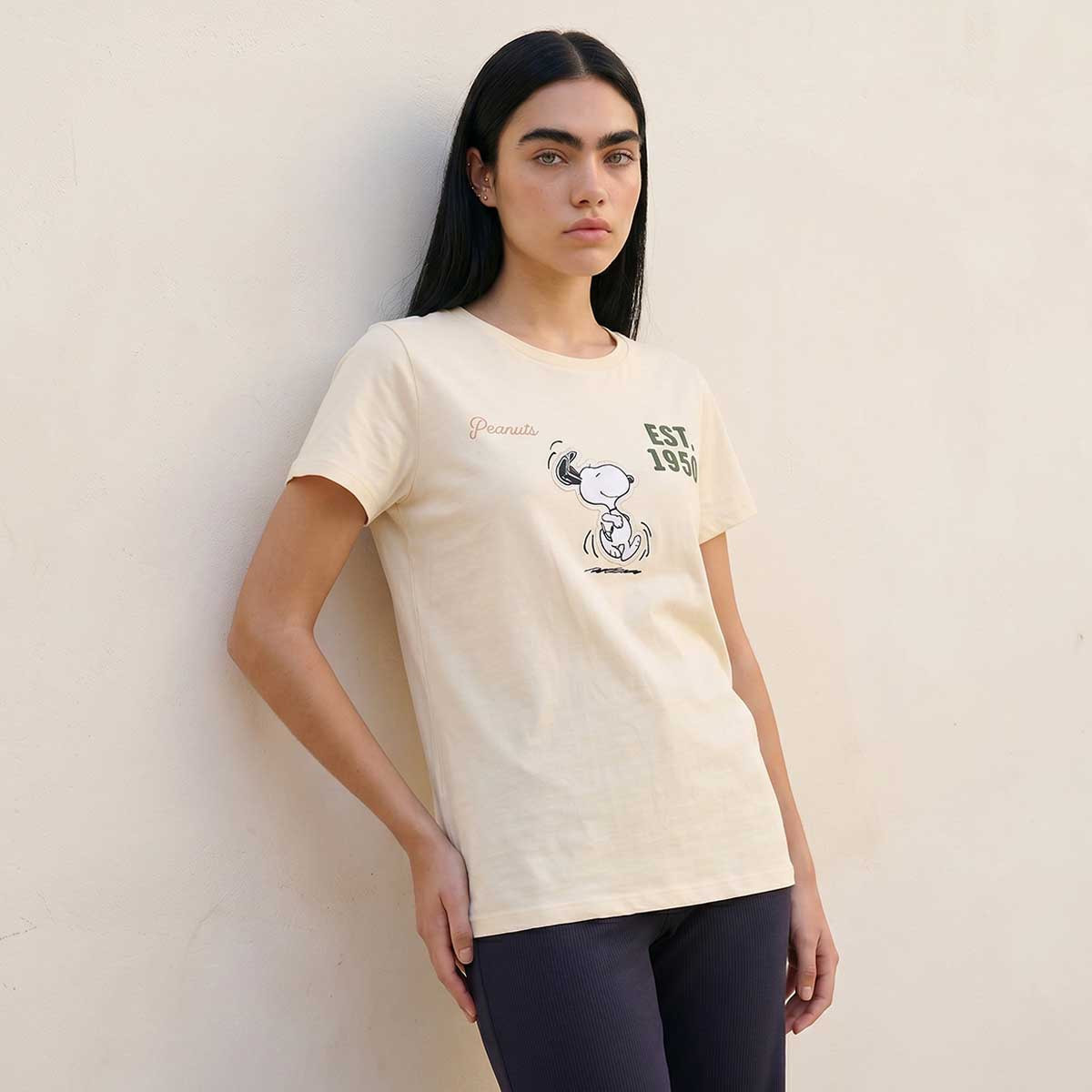 Snoopy Regular Fit Cotton T-shirt-women-clothing-tshirts-image-1