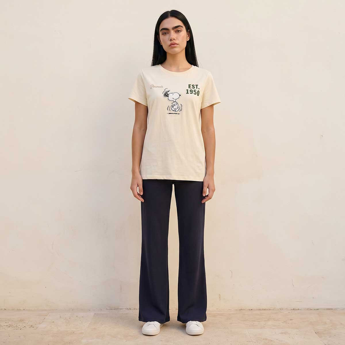 Snoopy Regular Fit Cotton T-shirt-women-clothing-tshirts-image-3