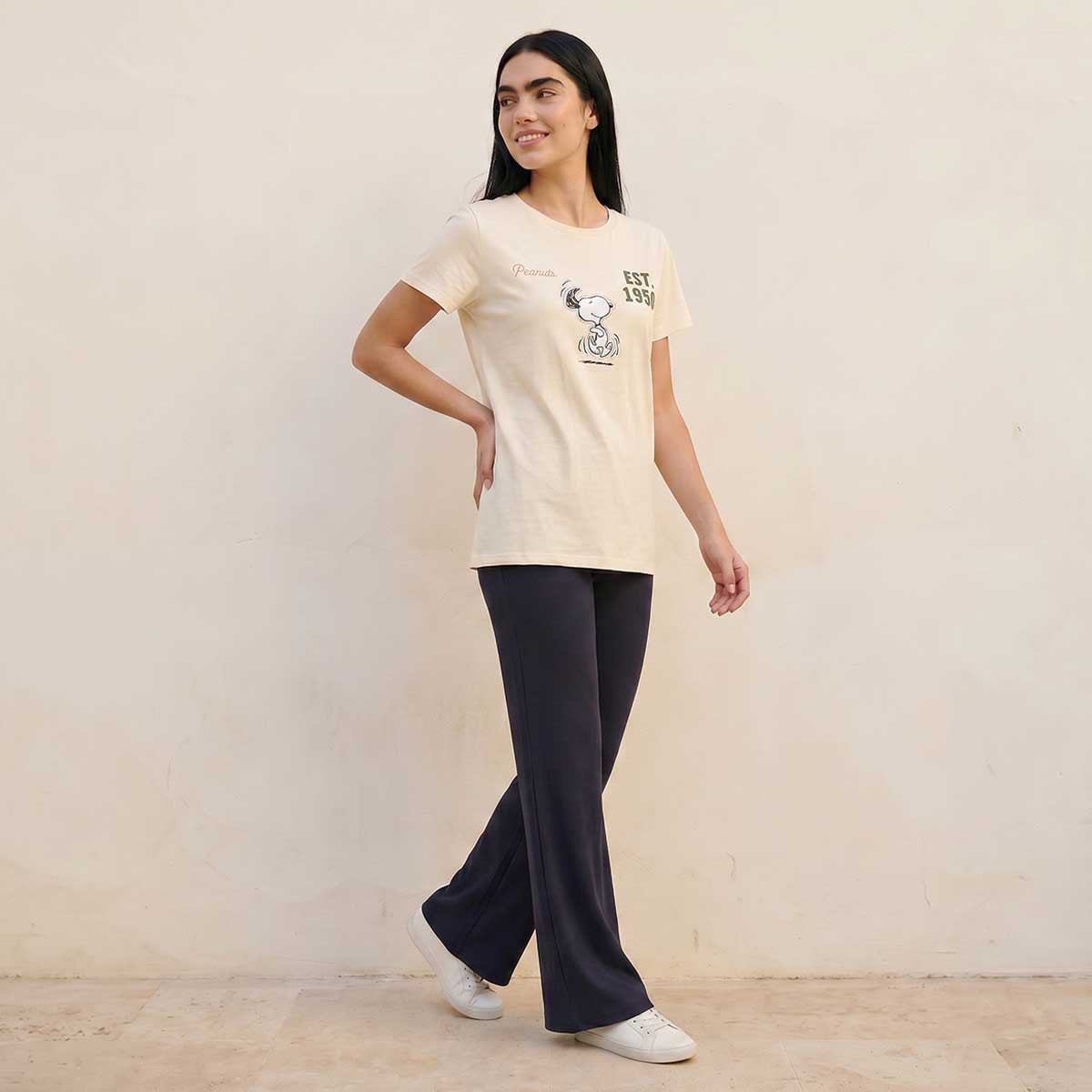 Snoopy Regular Fit Cotton T-shirt-women-clothing-tshirts-image-5