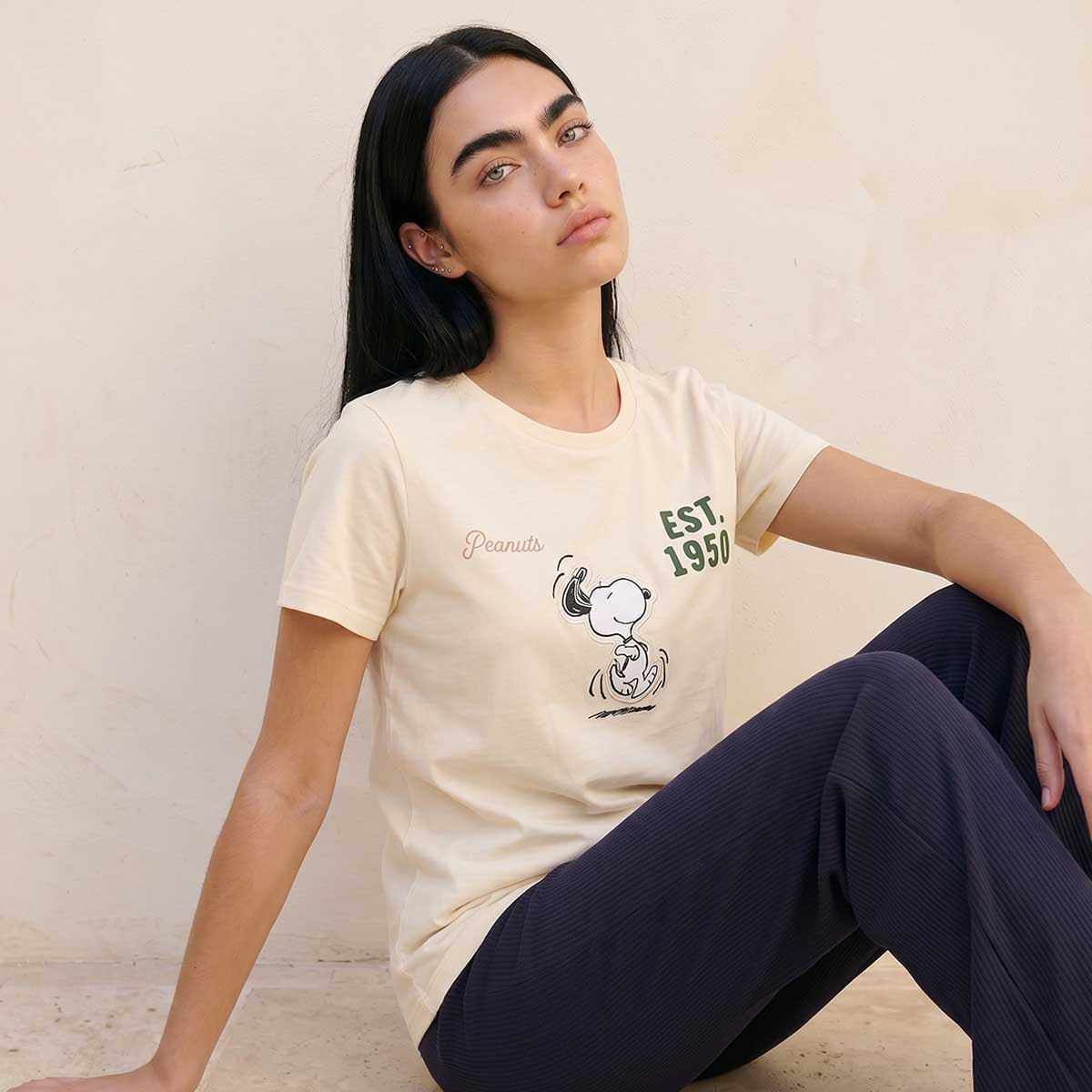 Snoopy Regular Fit Cotton T-shirt-women-clothing-tshirts-image-6