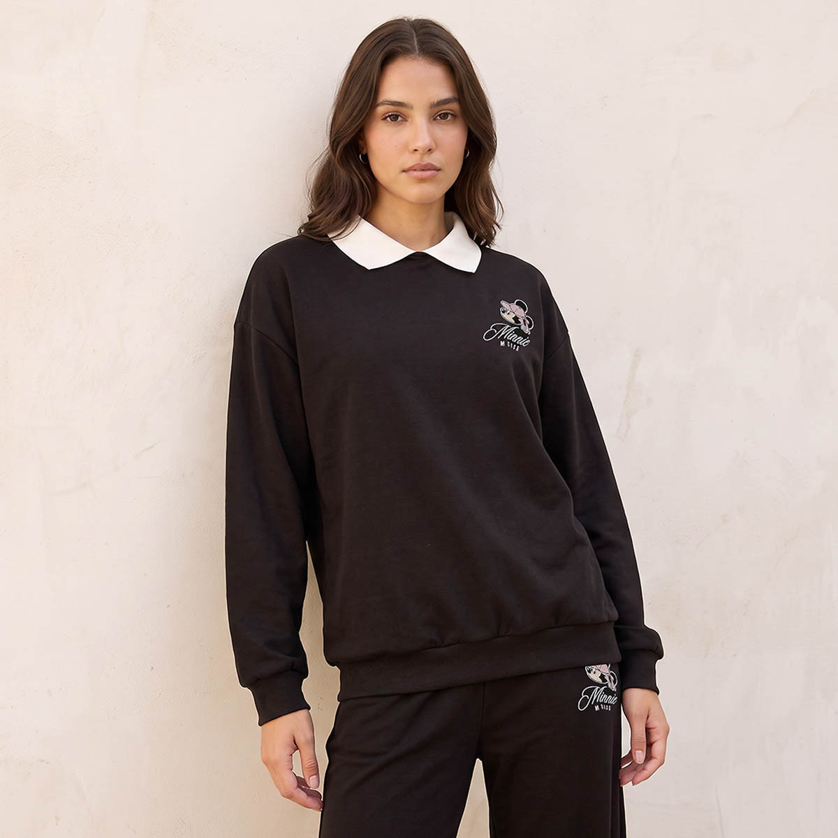 سويت شيرت بياقة عادية وطبعات ميني ماوس-women-clothing-hoodiesandsweatshirts-sweatshirts-image-1