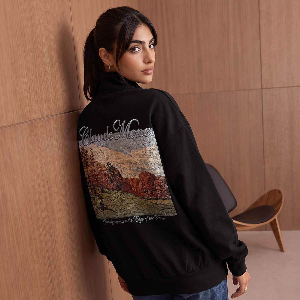 Claude Monet Sweatshirt with Funnel Neck-women-clothing-hoodiesandsweatshirts-sweatshirts-image-1
