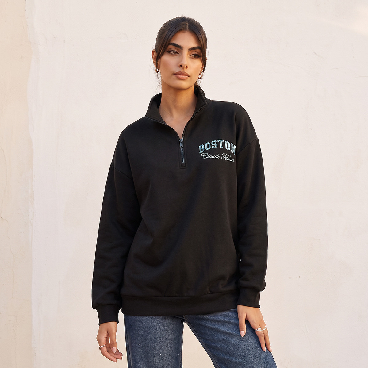 Claude Monet Sweatshirt with Funnel Neck-women-clothing-hoodiesandsweatshirts-sweatshirts-image-2