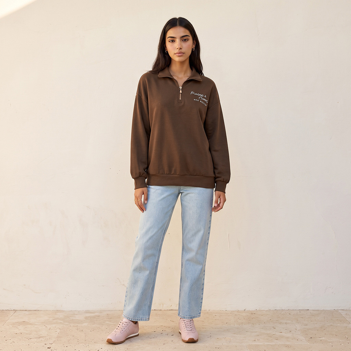 Vincent Van Gogh Sweatshirt with Half Zip Placket-women-clothing-hoodiesandsweatshirts-sweatshirts-image-3