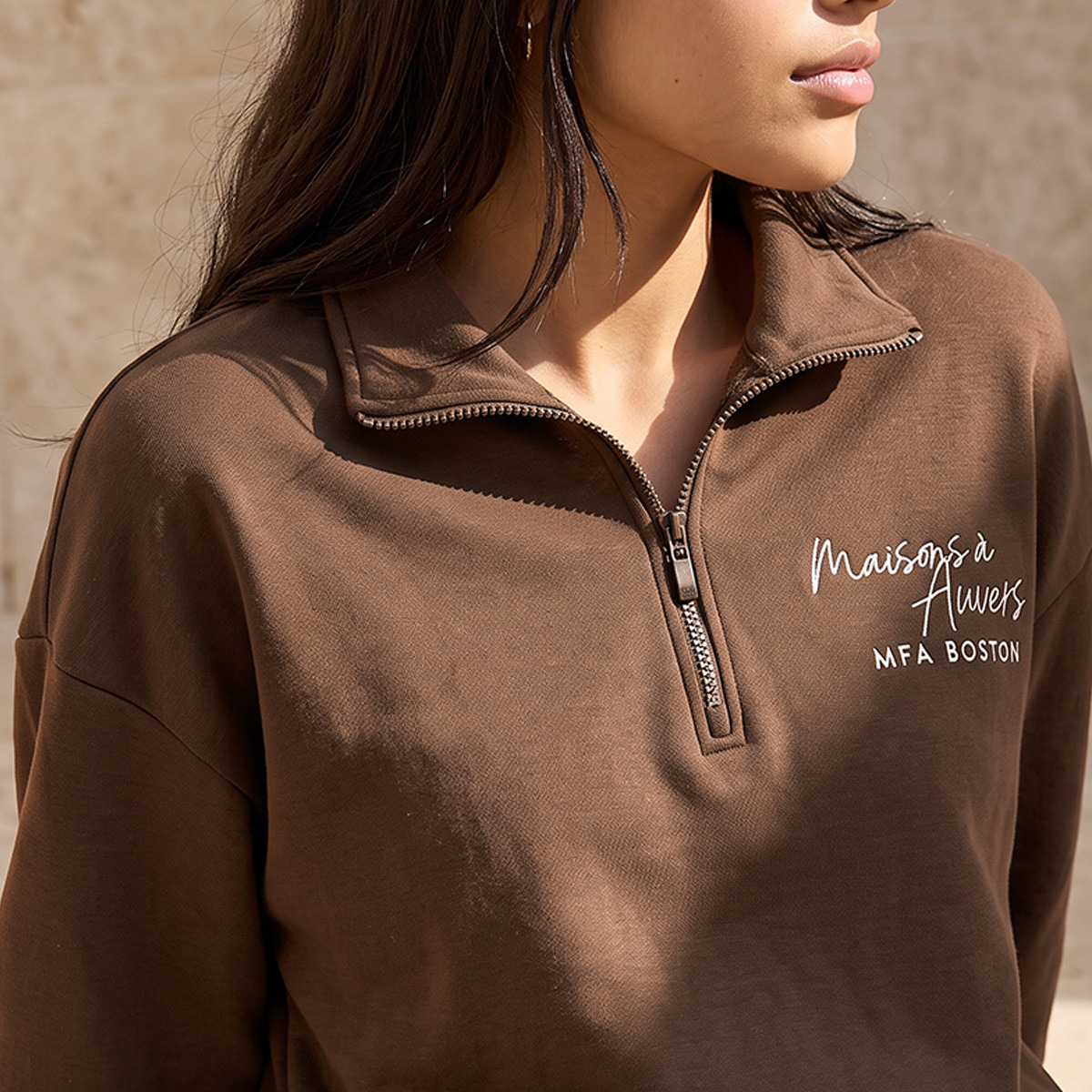 Vincent Van Gogh Sweatshirt with Half Zip Placket-women-clothing-hoodiesandsweatshirts-sweatshirts-image-6