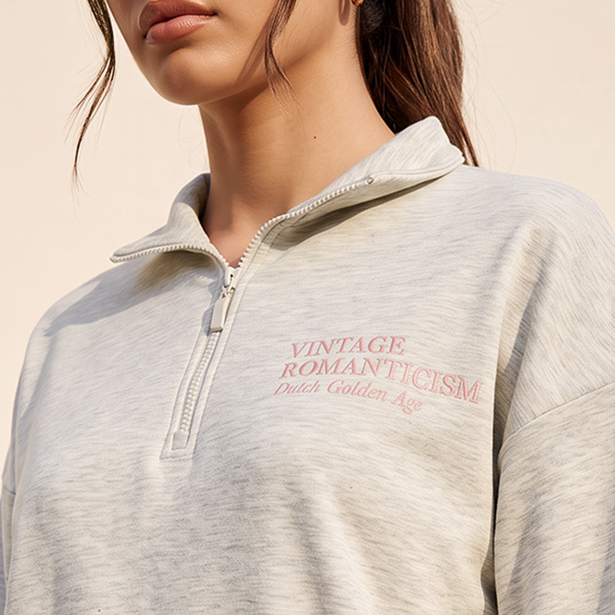 Dutch Golden Age Sweatshirt with Half-Zip Placket-women-clothing-hoodiesandsweatshirts-sweatshirts-image-5