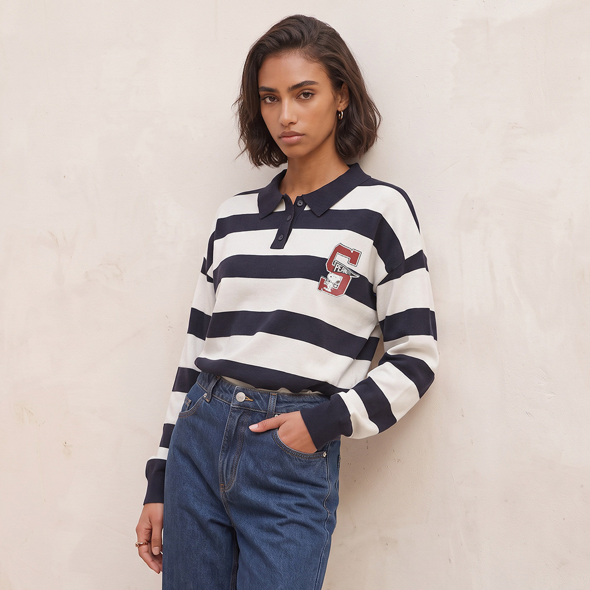 سويت شيرت بفتحة بأزرار وطبعات-women-clothing-hoodiesandsweatshirts-sweatshirts-image-1