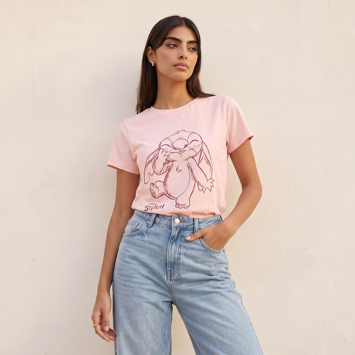 Stitch Cotton T-shirt-women-clothing-tshirts-image-1