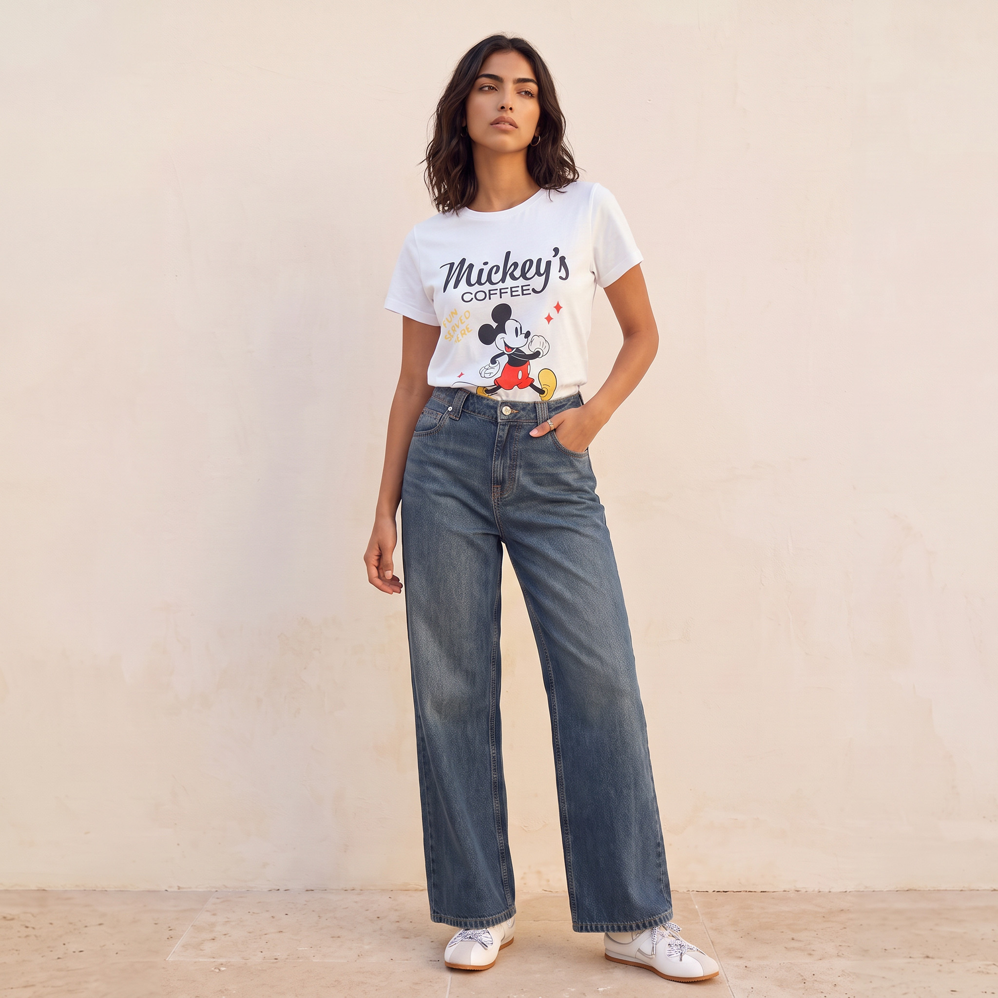 Mickey Mouse Print T-shirt-women-clothing-tshirts-image-2