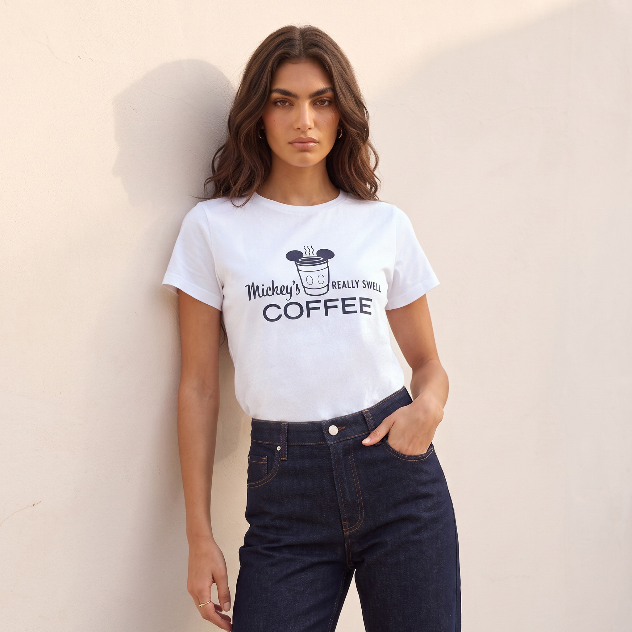Mickey Print Cotton Crew Neck T-shirt-women-clothing-tshirts-image-1