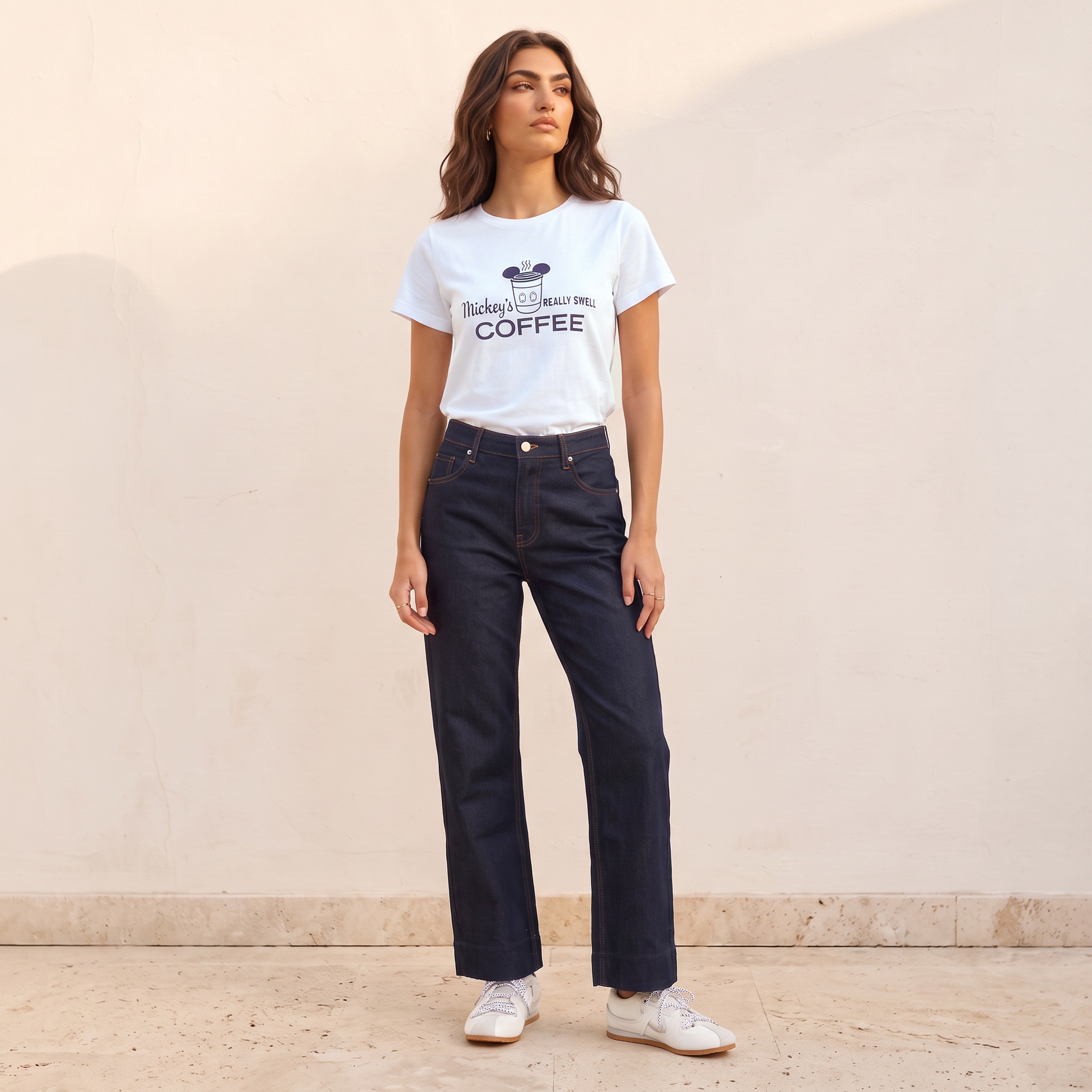 Mickey Print Cotton Crew Neck T-shirt-women-clothing-tshirts-image-2