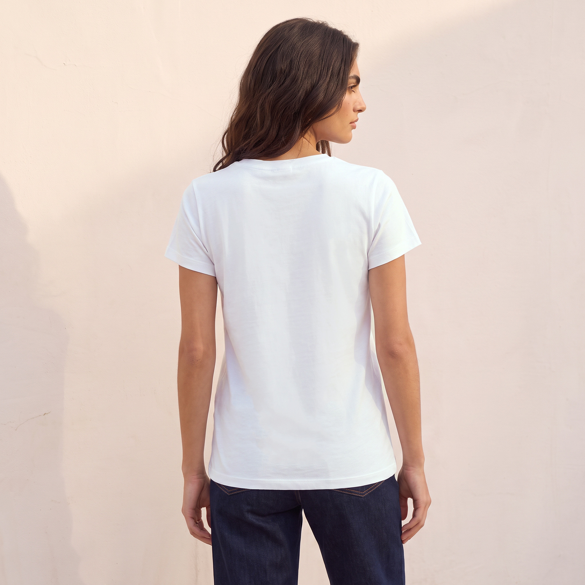 Mickey Print Cotton Crew Neck T-shirt-women-clothing-tshirts-image-3