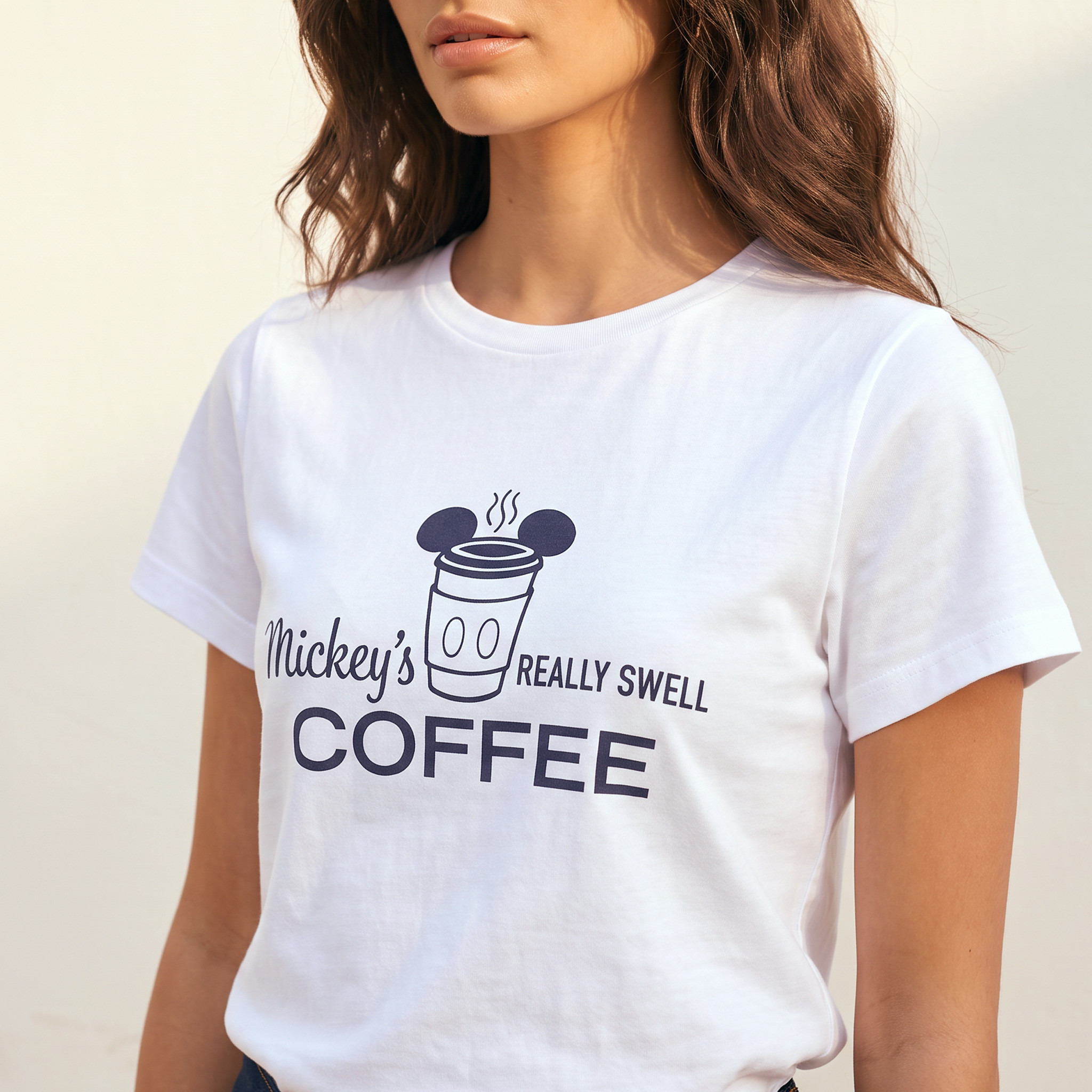 Mickey Print Cotton Crew Neck T-shirt-women-clothing-tshirts-image-4