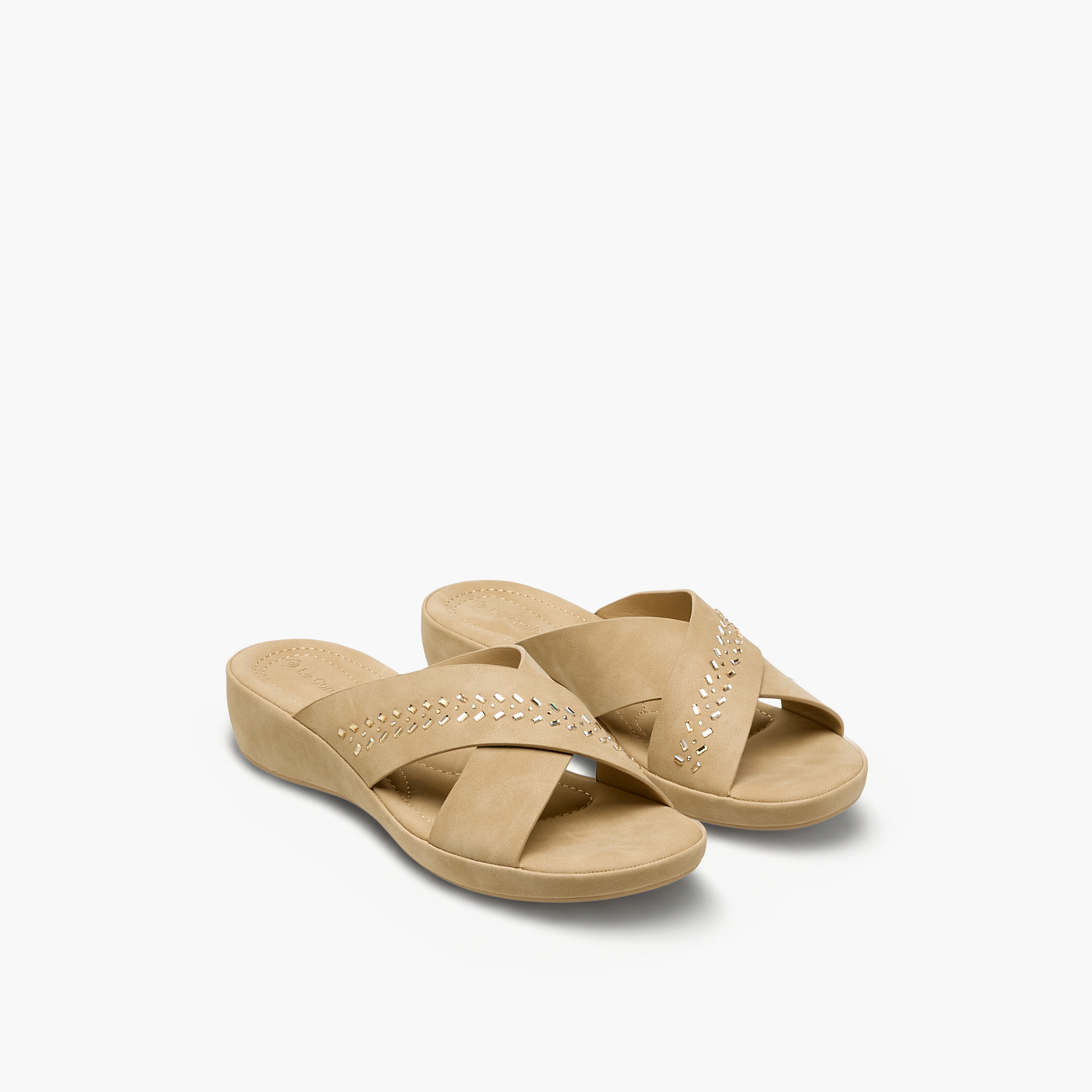 Le Confort Women Embellished Cross Strap Sandals-women-shoes-flats-sandals-image-1
