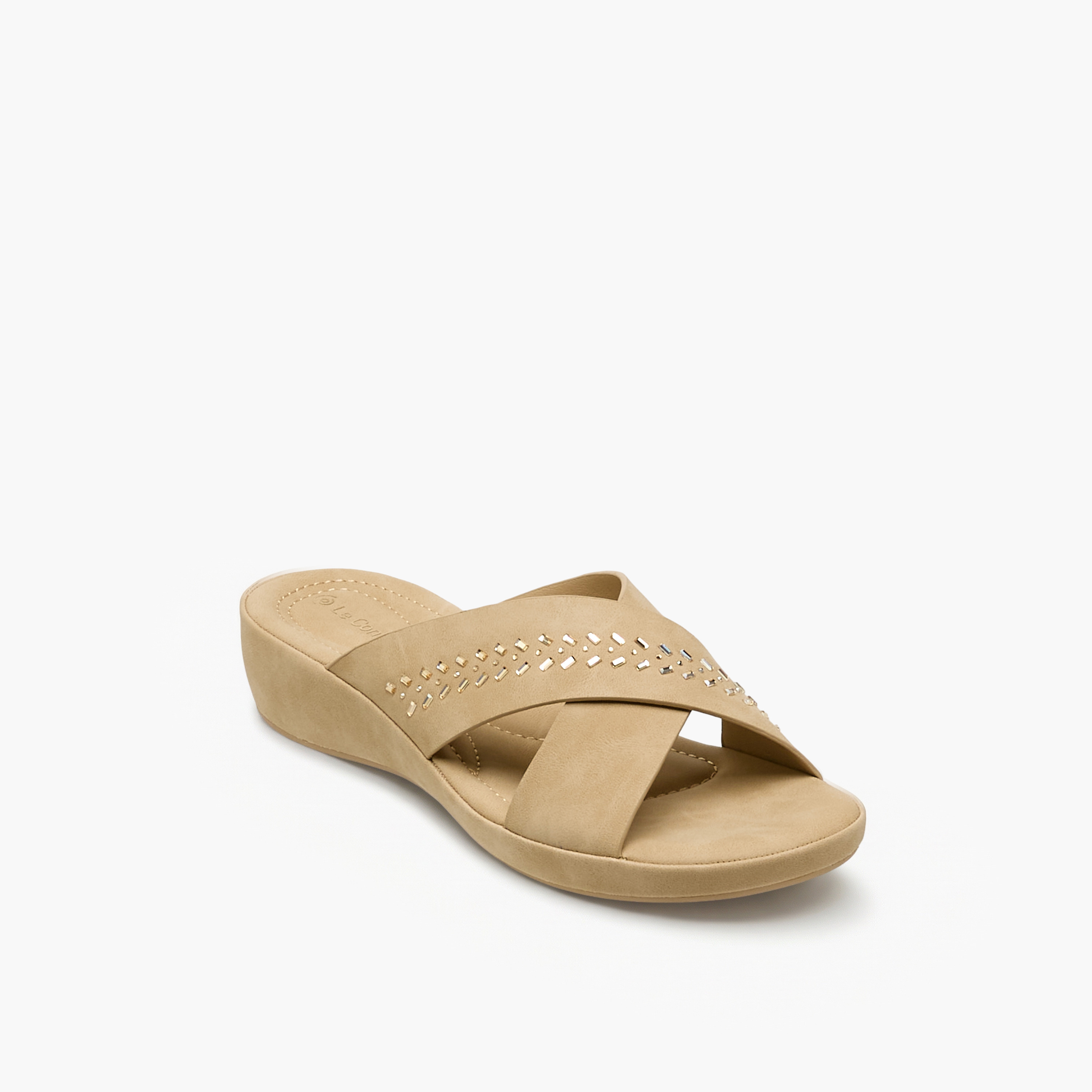 Le Confort Women Embellished Cross Strap Sandals-women-shoes-flats-sandals-image-2