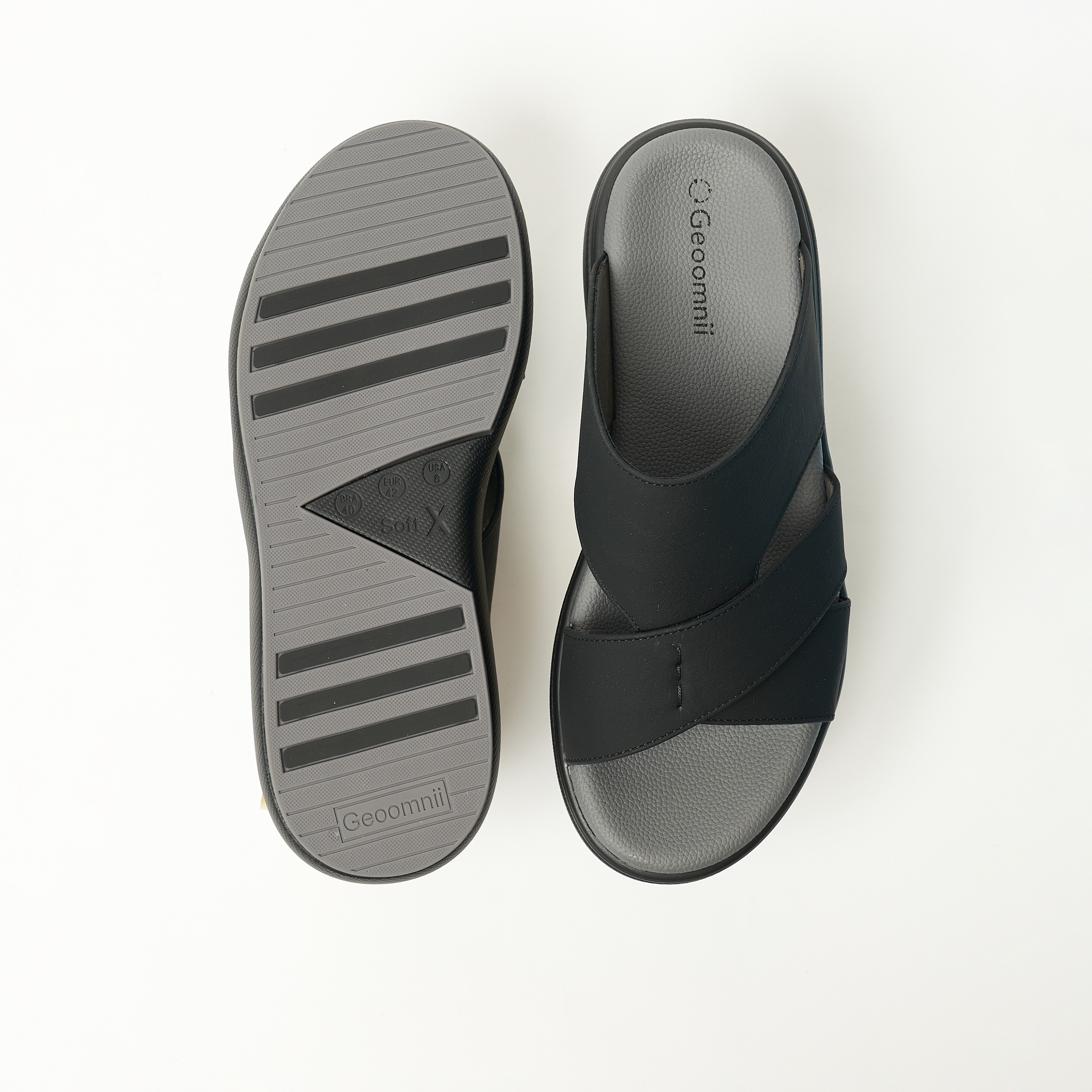 Geoomnii Men's Slip On Slide Sandals | 9153-12-BLACK-men-shoes-sandals-image-3