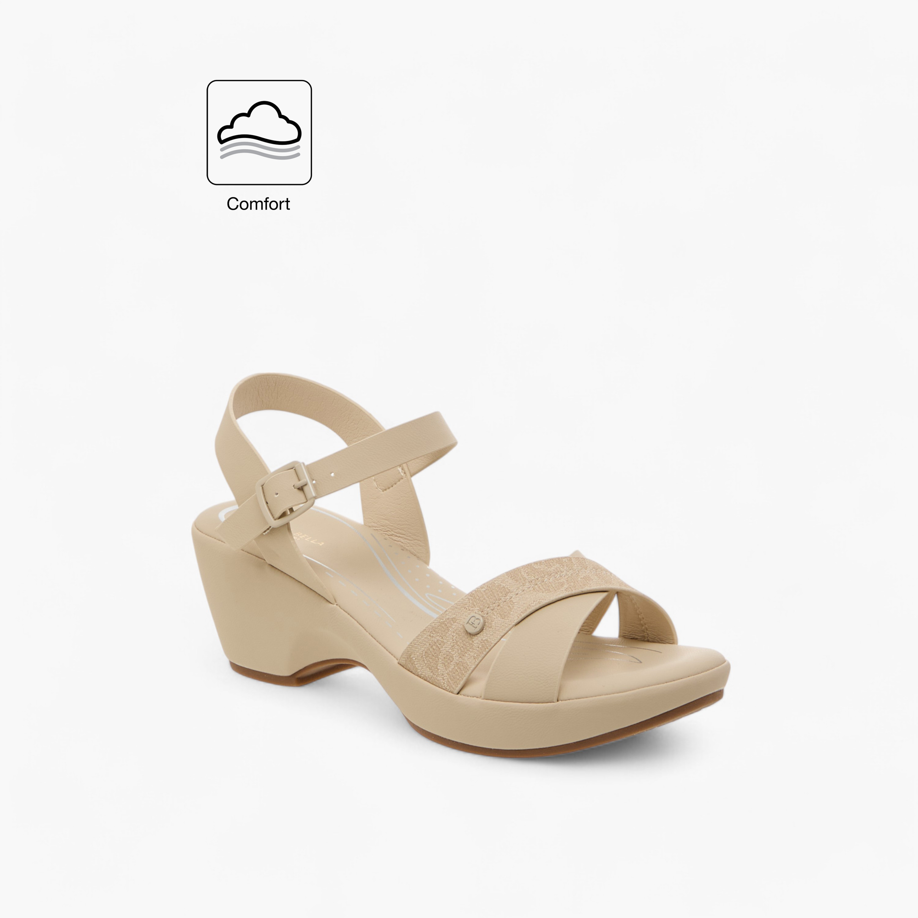 Flora Bella Textured Cross Strap Sandals with Block Heels and Buckle Closure-women-shoes-sandals-heeled-image-2