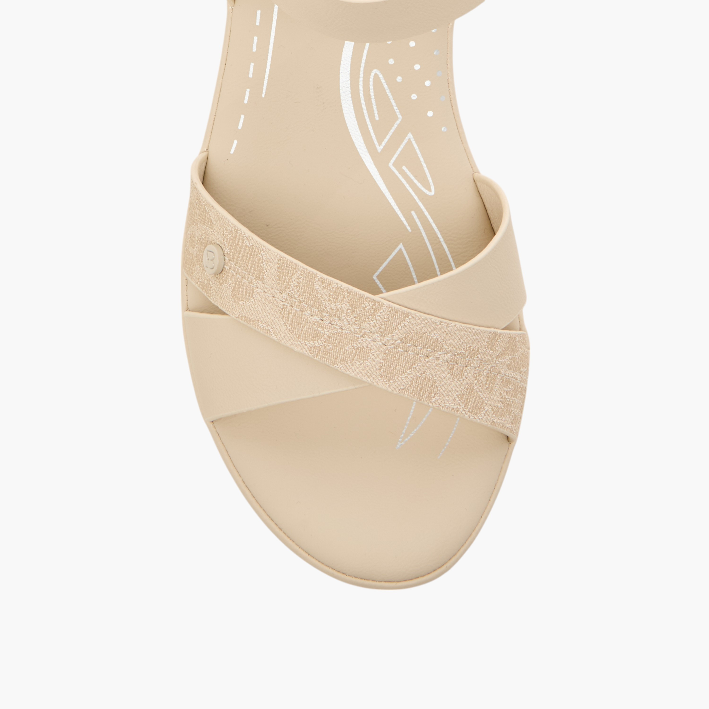 Flora Bella Textured Cross Strap Sandals with Block Heels and Buckle Closure-women-shoes-sandals-heeled-image-4