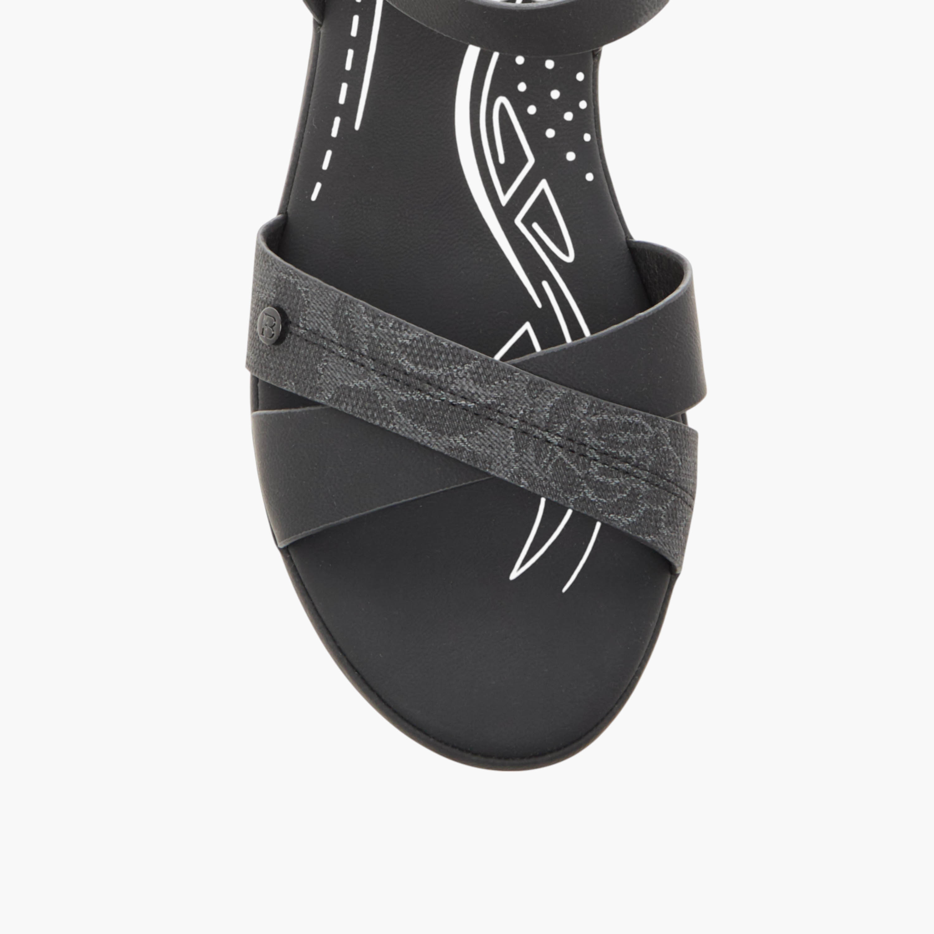 Flora Bella Textured Cross Strap Sandals with Block Heels and Buckle Closure-women-shoes-sandals-heeled-image-2