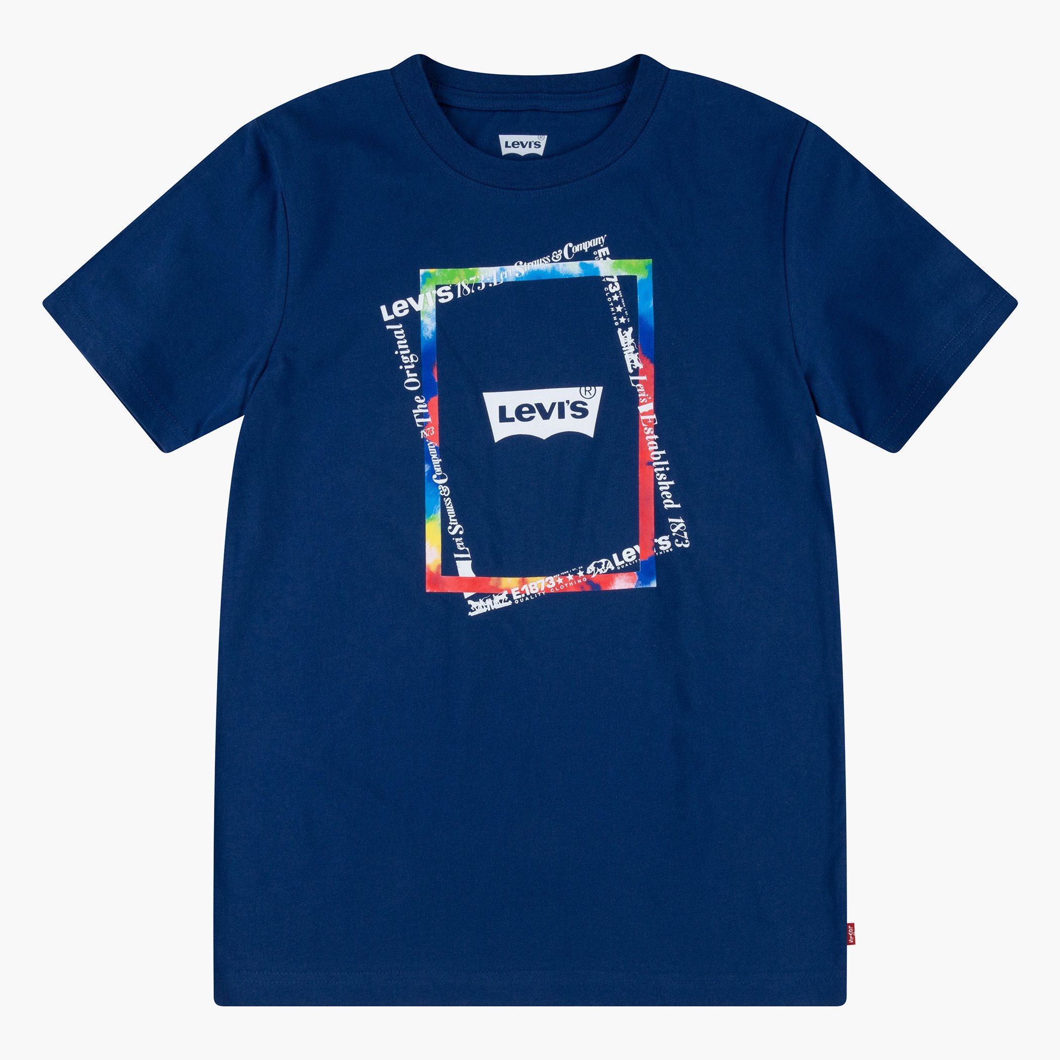 قميص من ليوس لكبارالسن من الأطفال أزرق كحلي بياقة دائرية وأكمام قصيرة-baby-boys-clothing-shirts-image-1