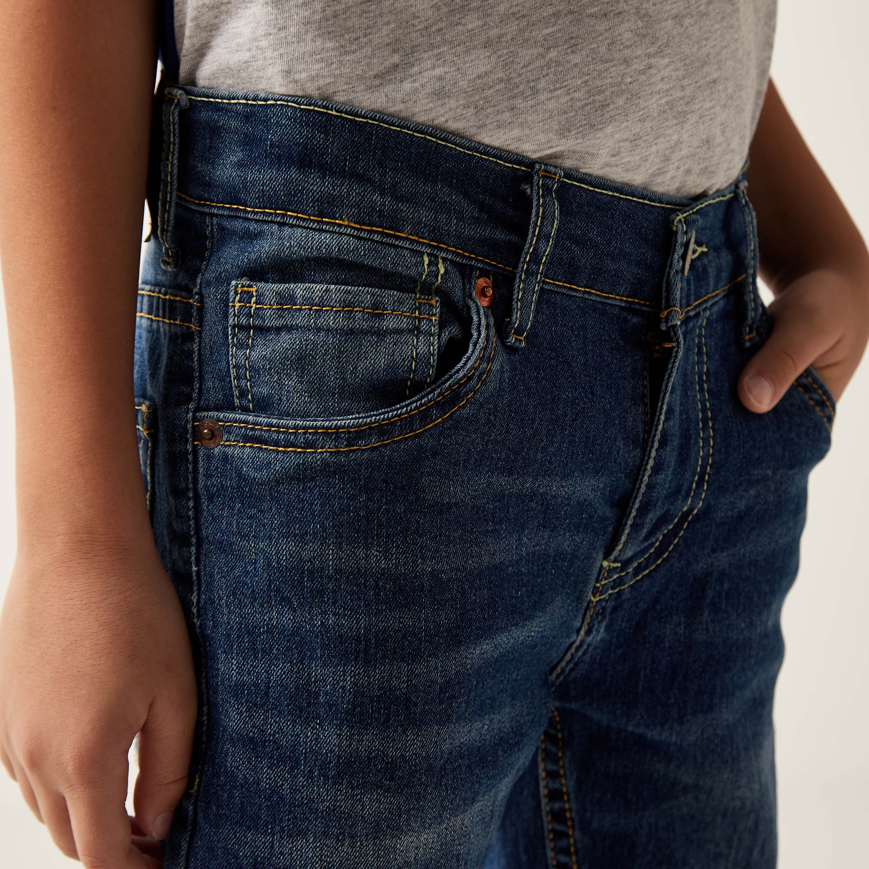 بنطلون جينز سادة بخصر متوسط الارتفاع وجيوب من ليفايز-boys-clothing-bottoms-jeans-image-3