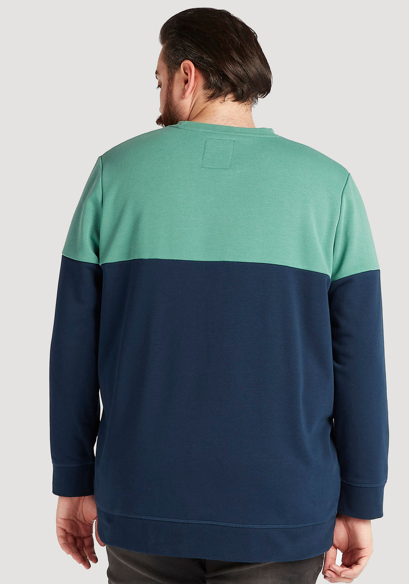 Cut and Sew Sweatshirt with Crew Neck and Long Sleeves-Hoodies and Sweatshirts-image-3