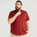 Textured Mandarin Collar Shirt with Short Sleeves-Shirts-thumbnailMobile-4