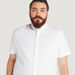 Textured Mandarin Collar Shirt with Short Sleeves-Shirts-thumbnailMobile-2