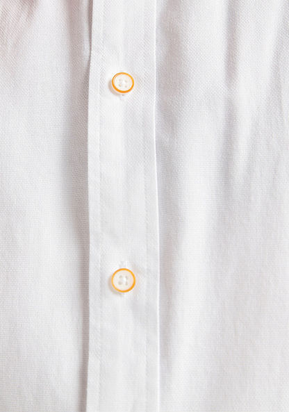 Textured Mandarin Collar Shirt with Short Sleeves-Shirts-image-5