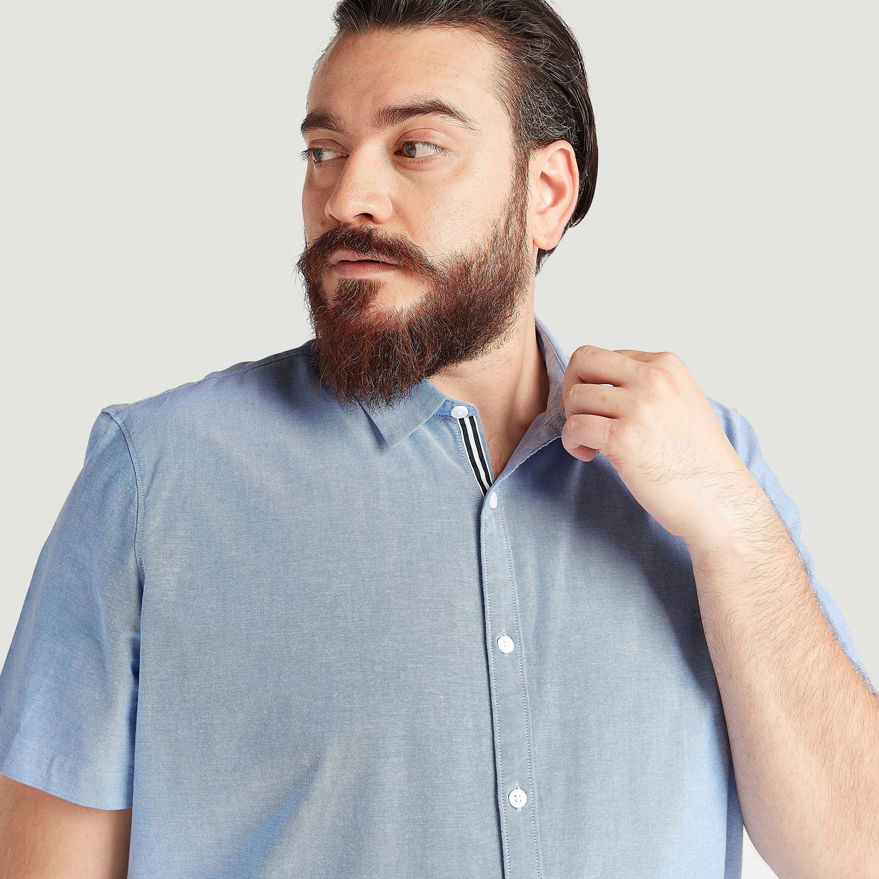 Solid Shirt with Short Sleeves-men-clothing-shirts-image-3
