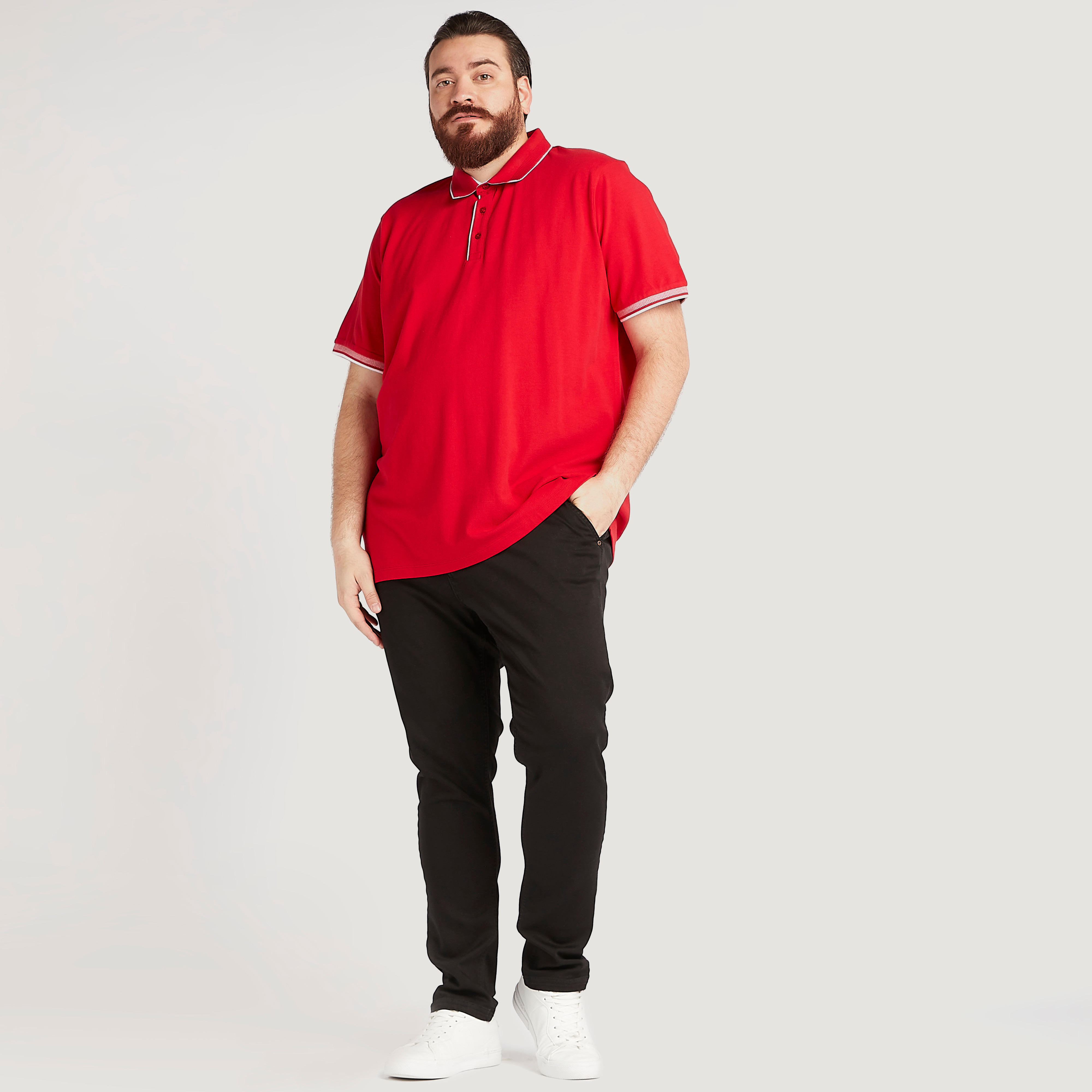 Solid Polo T-shirt with Short Sleeves and Tipping Detail-men-clothing-tshirtsandpolos-polos-image-2