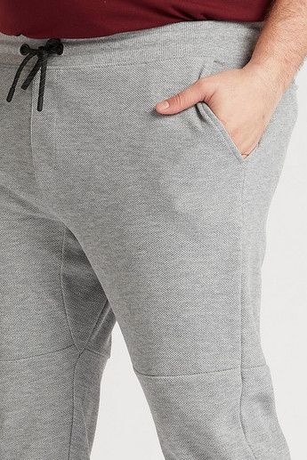 Sustainable Textured Mid-Rise Joggers with Drawstring Closure