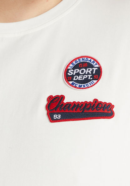 Applique Detail T-shirt with Crew Neck and Short Sleeves